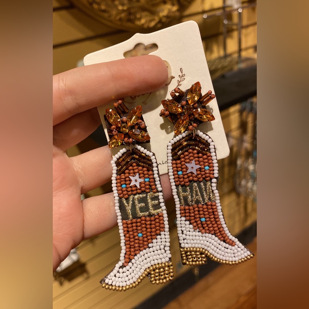 Yee haw western boot earrings